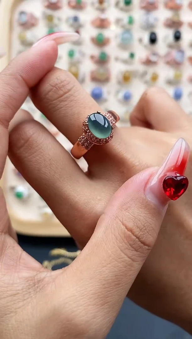 【闪购商品】翡翠戒指未镶嵌缅甸天然A货翡翠555 2+4