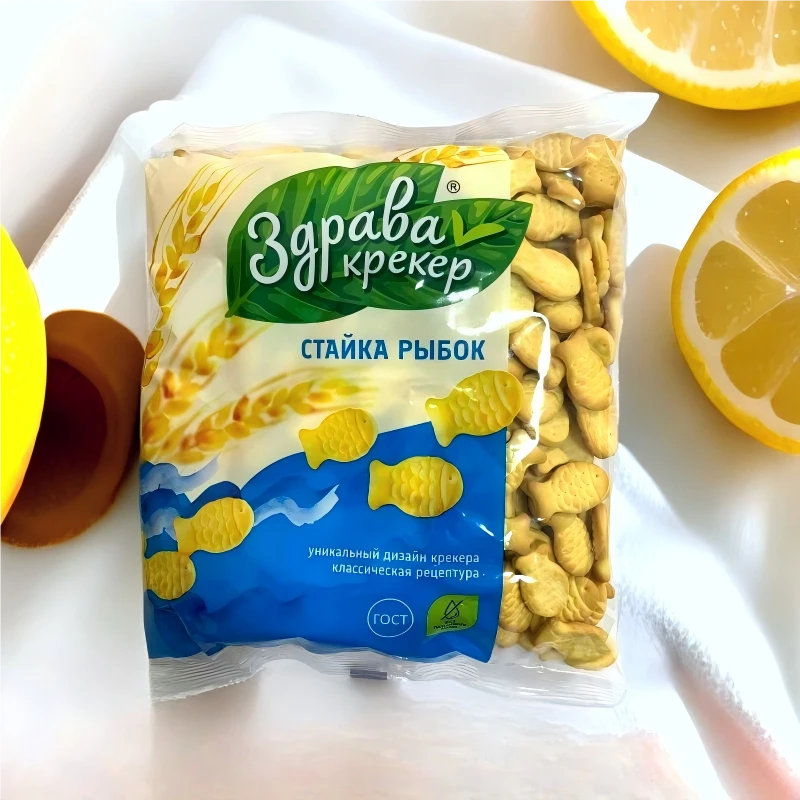 [四袋]俄罗斯原装进口德姆卡牌小鱼饼干300g/袋 Y