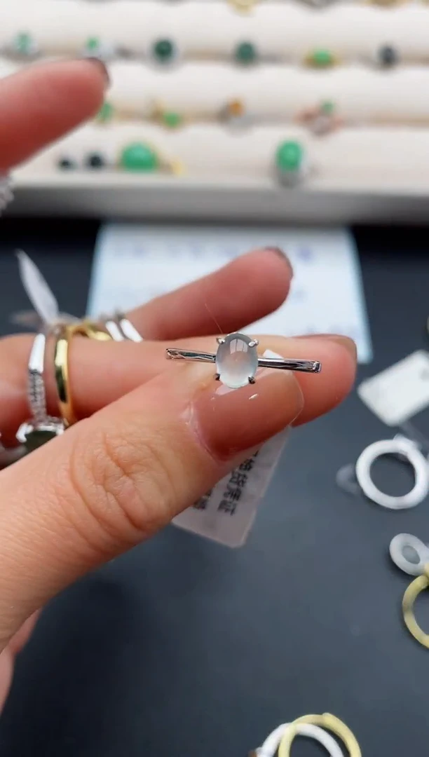 银S925镶嵌戒指翡翠88888888+8