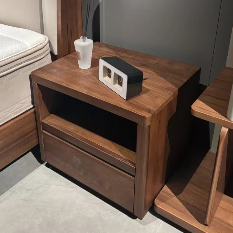 新中式黑胡桃纯实木床头柜