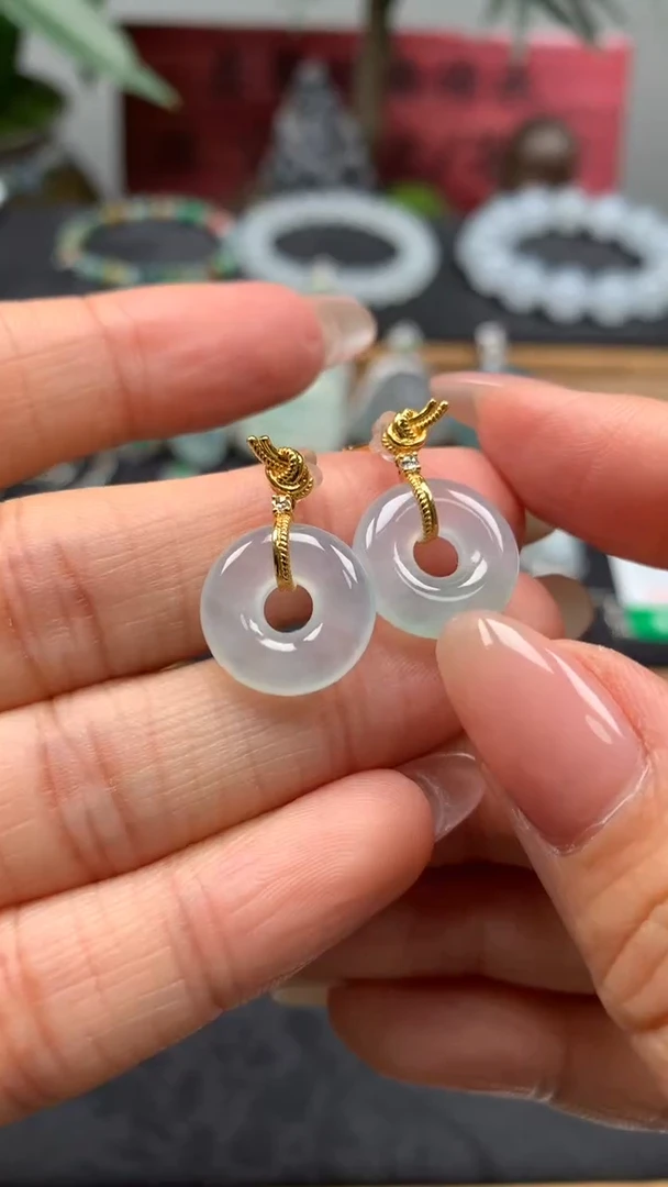 【闪购商品】翡翠耳饰18K金镶嵌耳饰