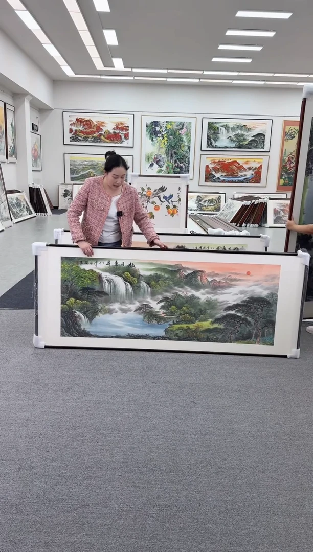 国画手绘  219*88   旭日东升