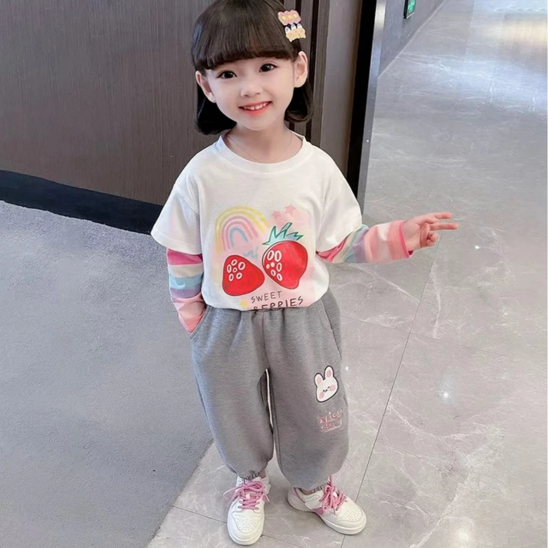 29006儿童秋款外穿宽松休闲裤女孩韩版洋气长裤运动裤百搭女童裤