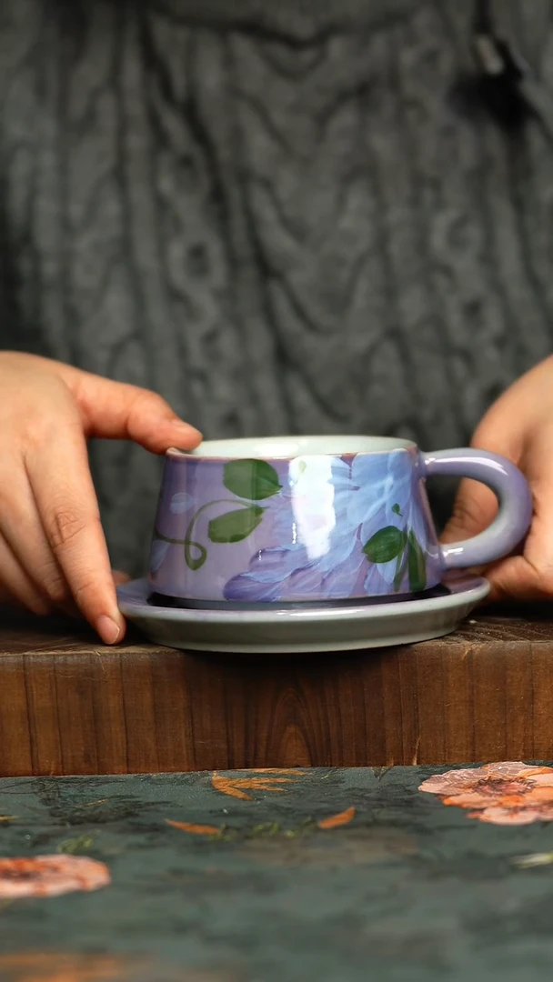 杯釉下彩手工手绘同款陶器