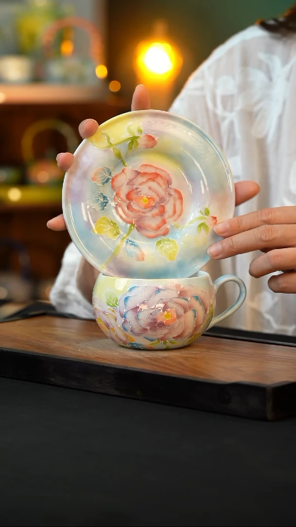 杯手绘心瓷陶瓷浮力
