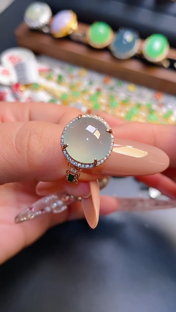 银S925镶嵌戒指翡翠天然