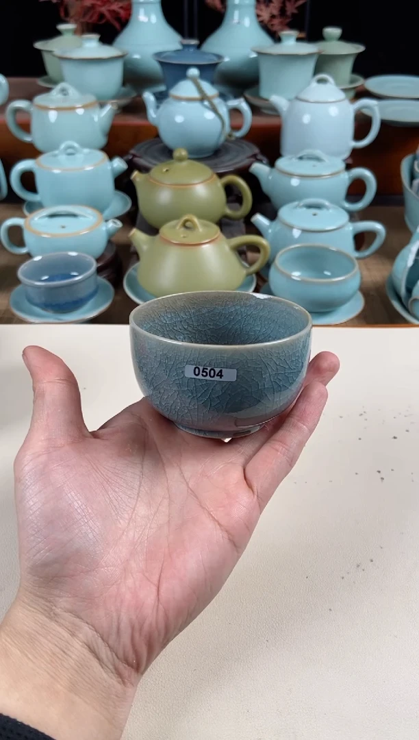 【闪购商品】其他504号仿北宋天蓝原泥胎罗汉杯