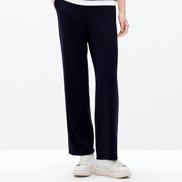 十二篮专选25夏新款简约舒适直筒阔腿裤休闲卫裤女7C65220170