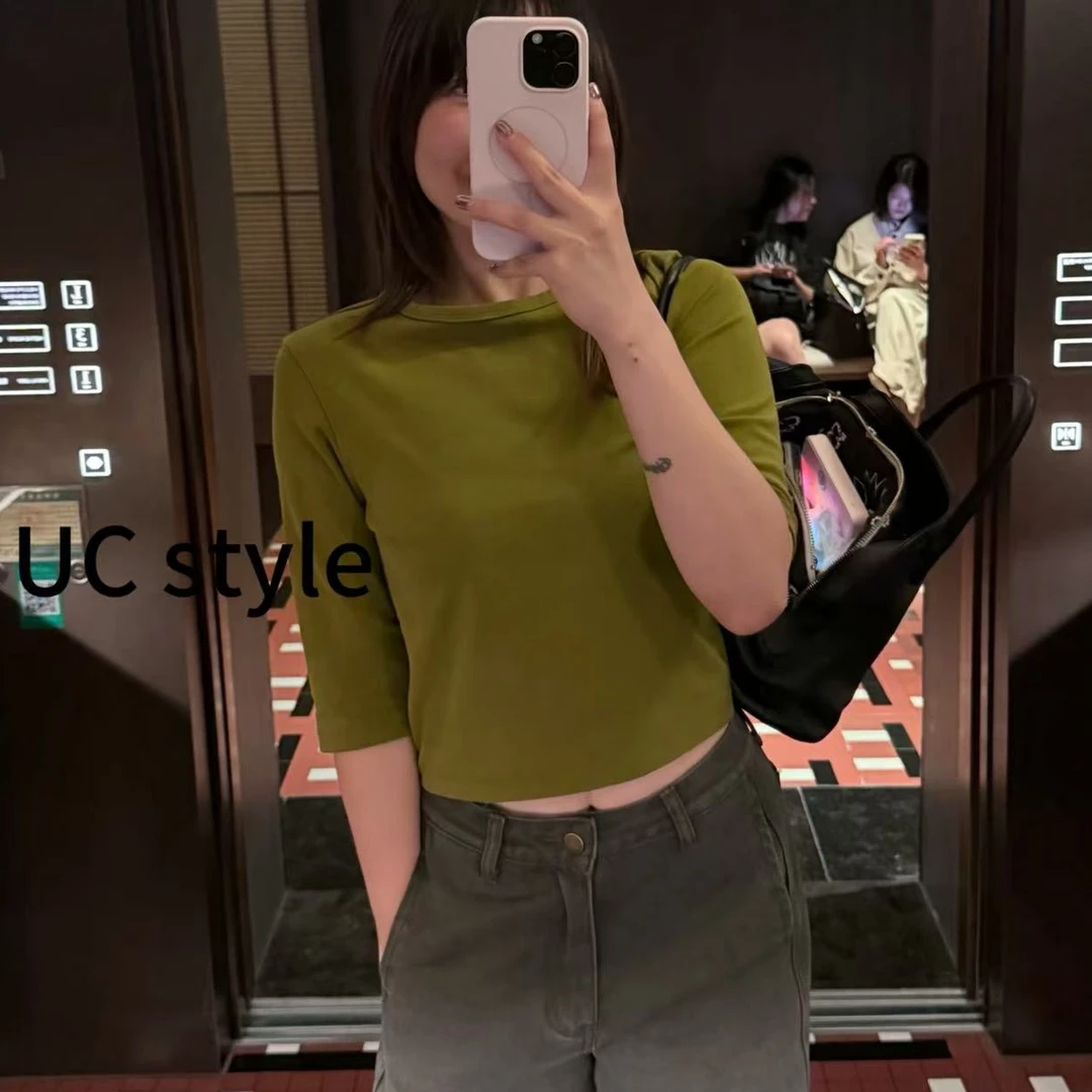 【UCSTYLE】A8965宽松七分袖圆领打底衫主播穿S码