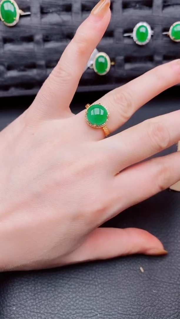 【闪购商品】翡翠戒指银S925镶嵌天然a货翡翠534