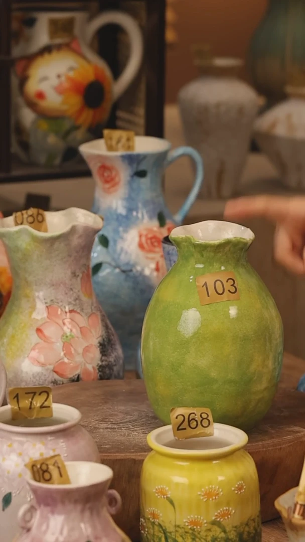 陶瓷103景德镇设计师手作花器摆件侘寂风