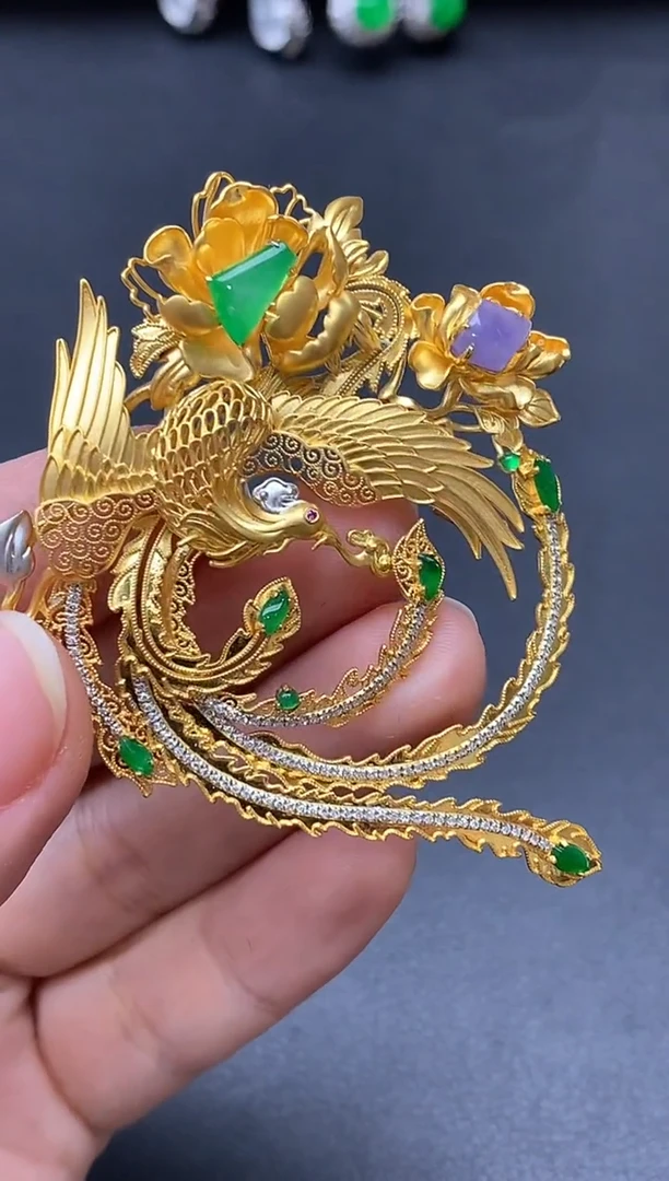 颈饰18K金镶嵌翡翠673-中国好珍宝