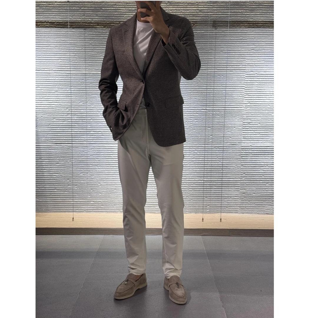 ★秋冬新款男士绵羊毛西装外套平驳领纯色西服百搭修身 HW31