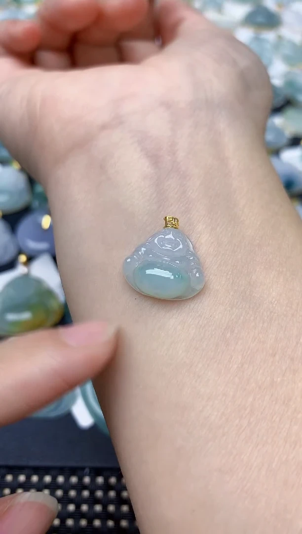 颈饰18K金镶嵌翡翠天然缅甸A货翡翠