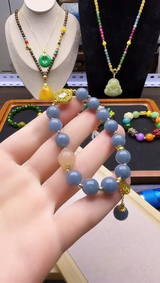 14K金镶嵌手链翡翠S151