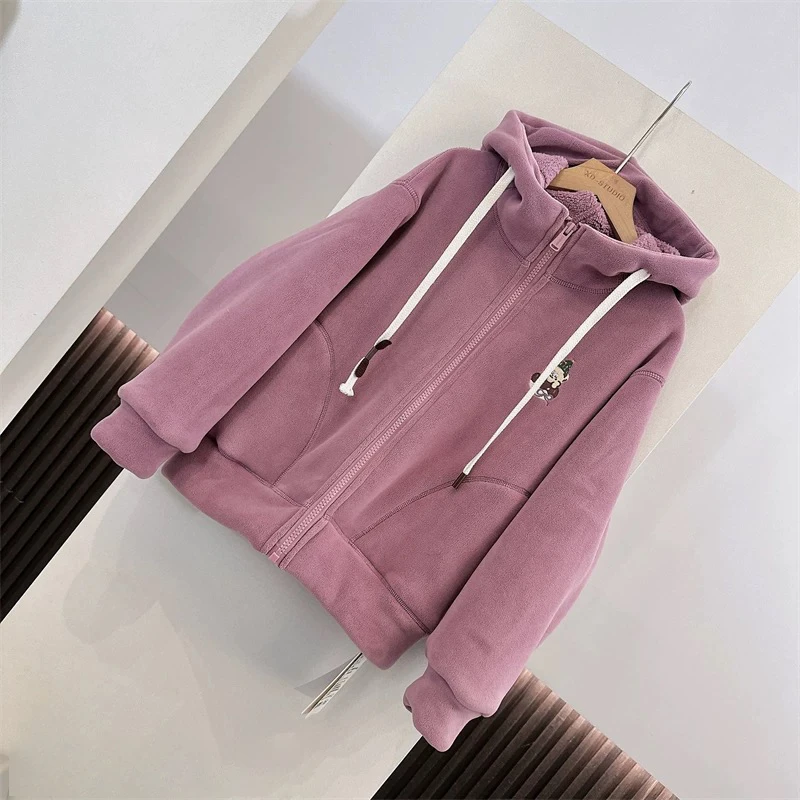 2024冬圣诞小熊绣花加绒加厚连帽拉链衫外套 A853 853 X