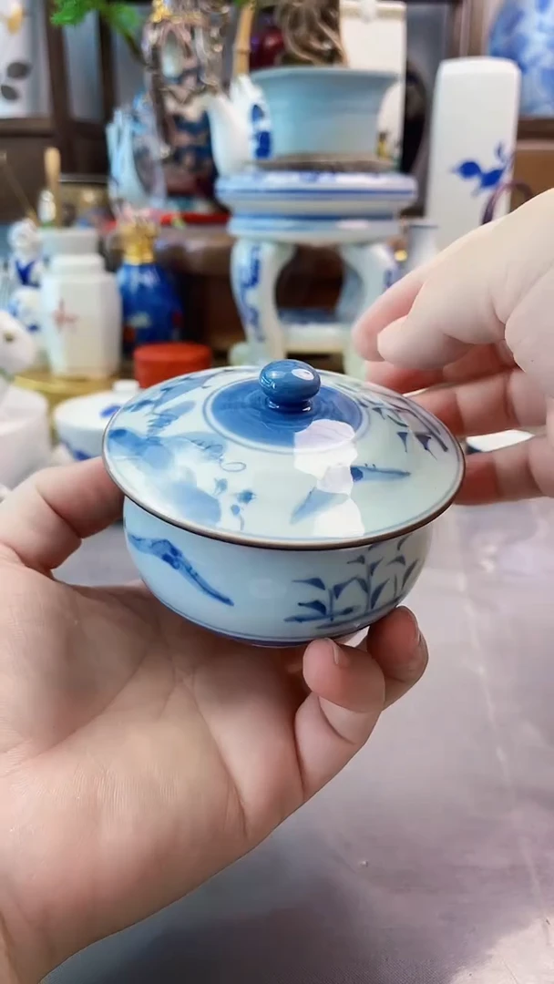 瓷片日产青花盖杯