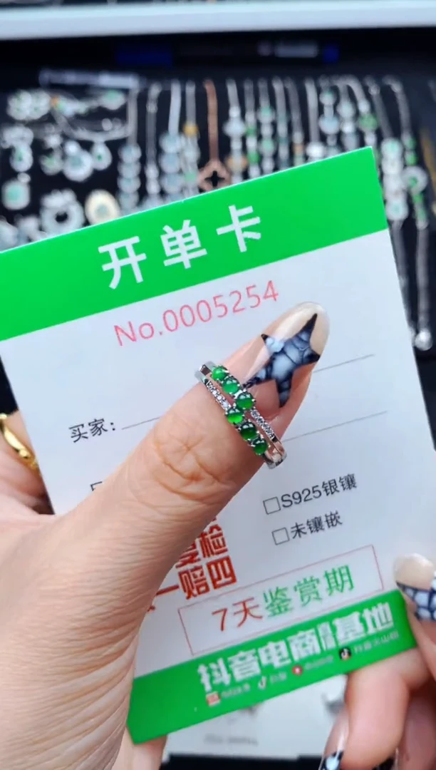 银S925镶嵌翡翠耳饰5254