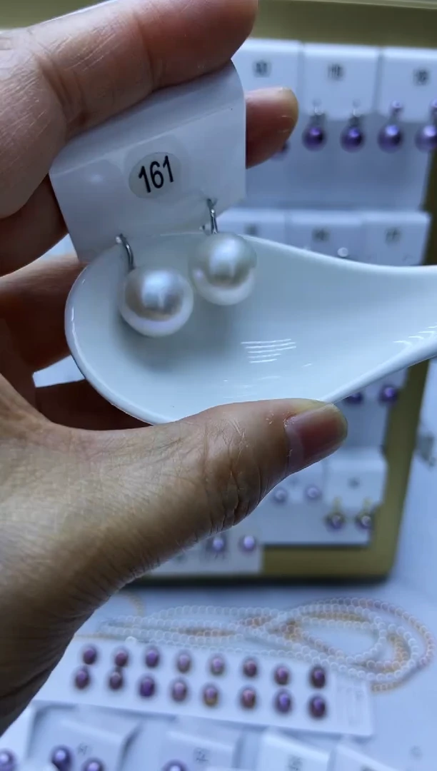 银S925镶嵌耳饰淡水珍珠161