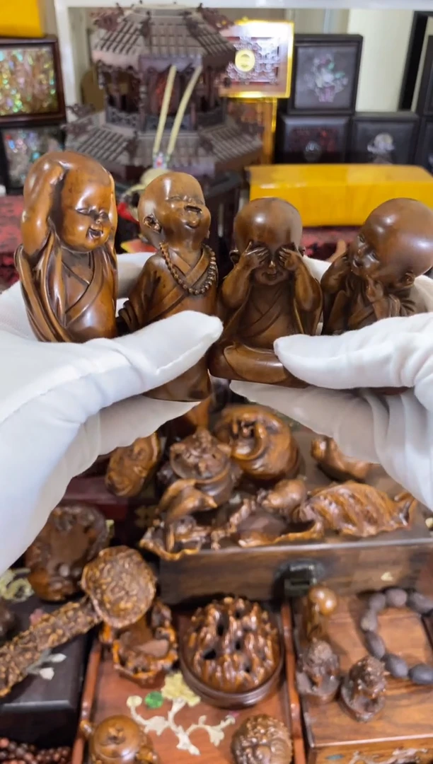 木小叶黄杨小件小和尚一套四个