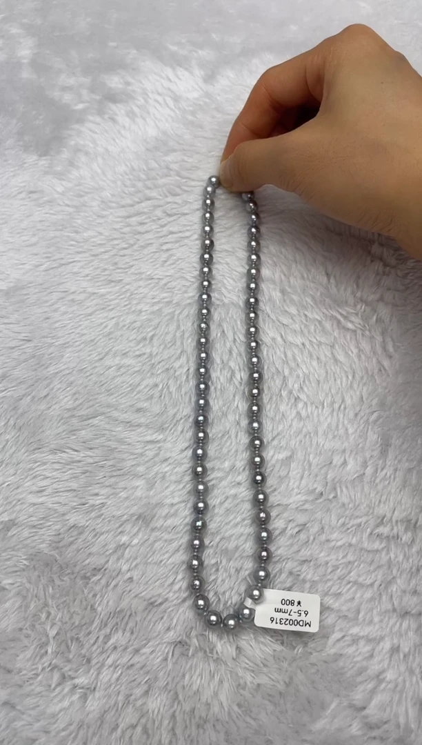 项链银S925镶嵌海水珍珠AK真多麻6.5-7mm