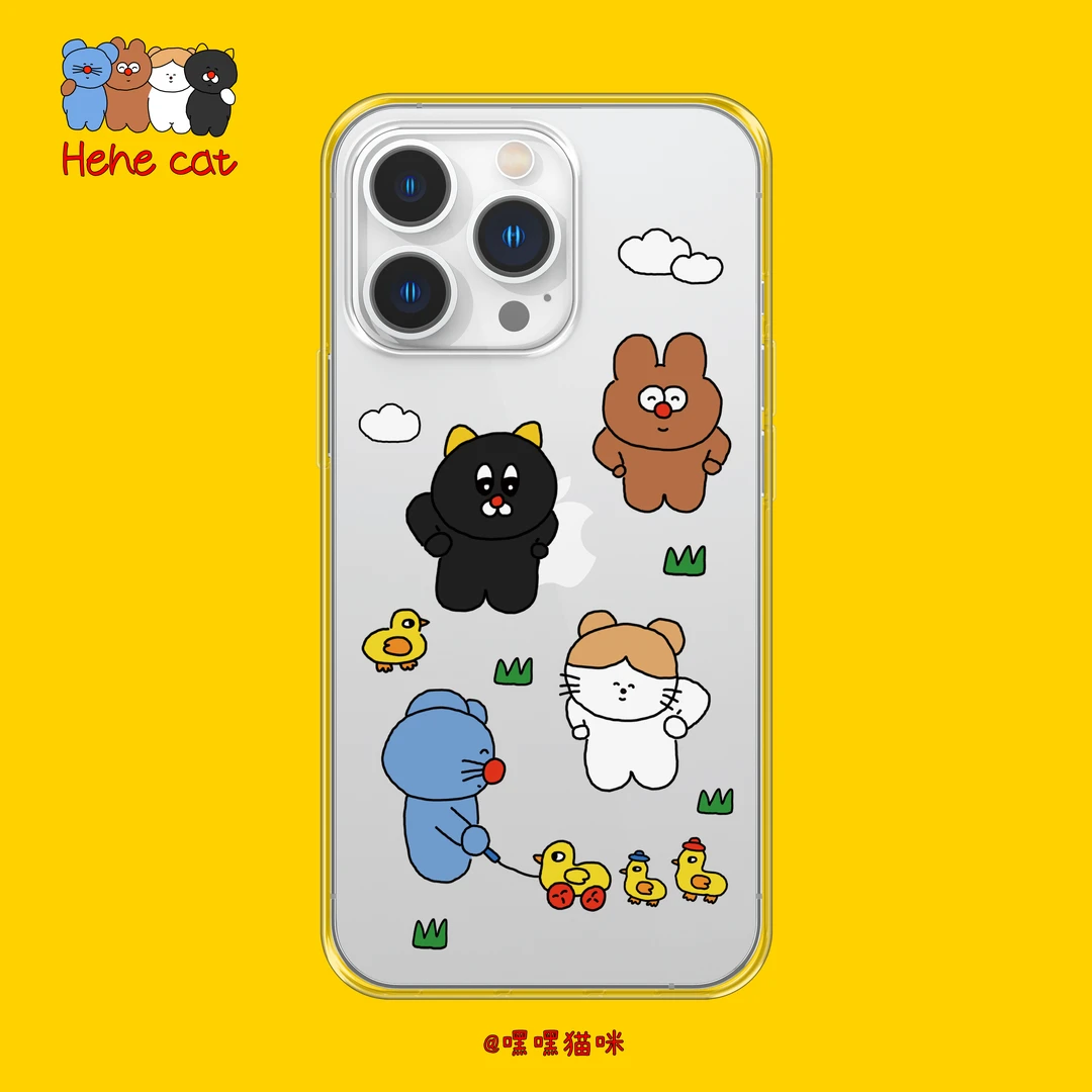 HeHeCat主理人合作-猫咪遛小鸭子-适用苹果iPhone14-17手机壳磨砂