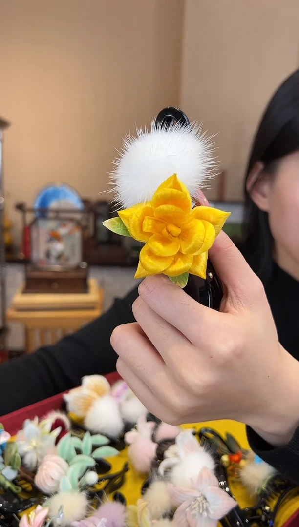 刺绣非遗绒花（发饰）