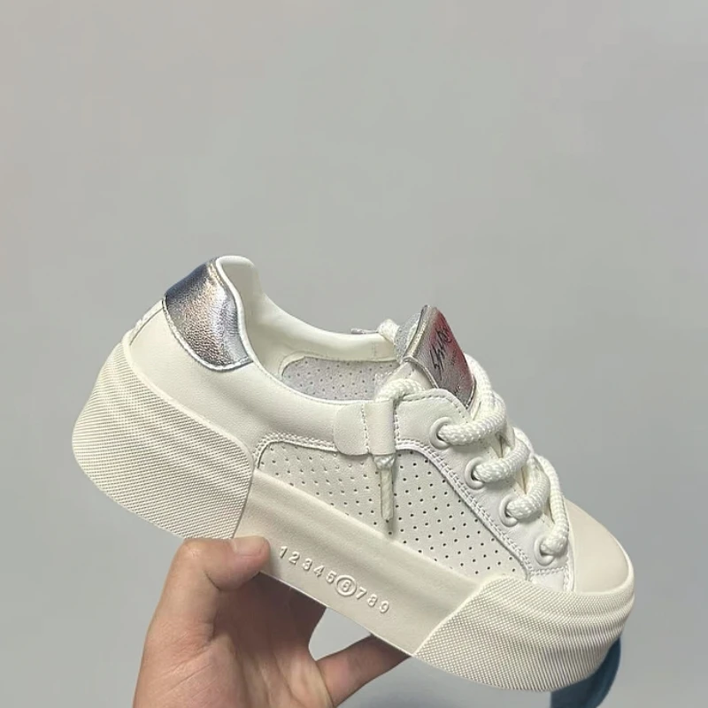 0025百搭时尚休闲平跟小白夏季气质鞋子真皮厚底春季运动网面低帮