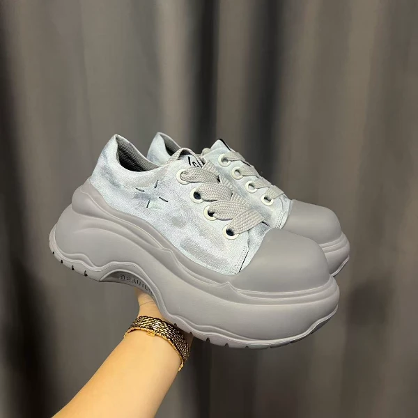 【蓉姐专属】欧洲站增高德比面包板鞋女2025新款丑萌大头鞋7117-82