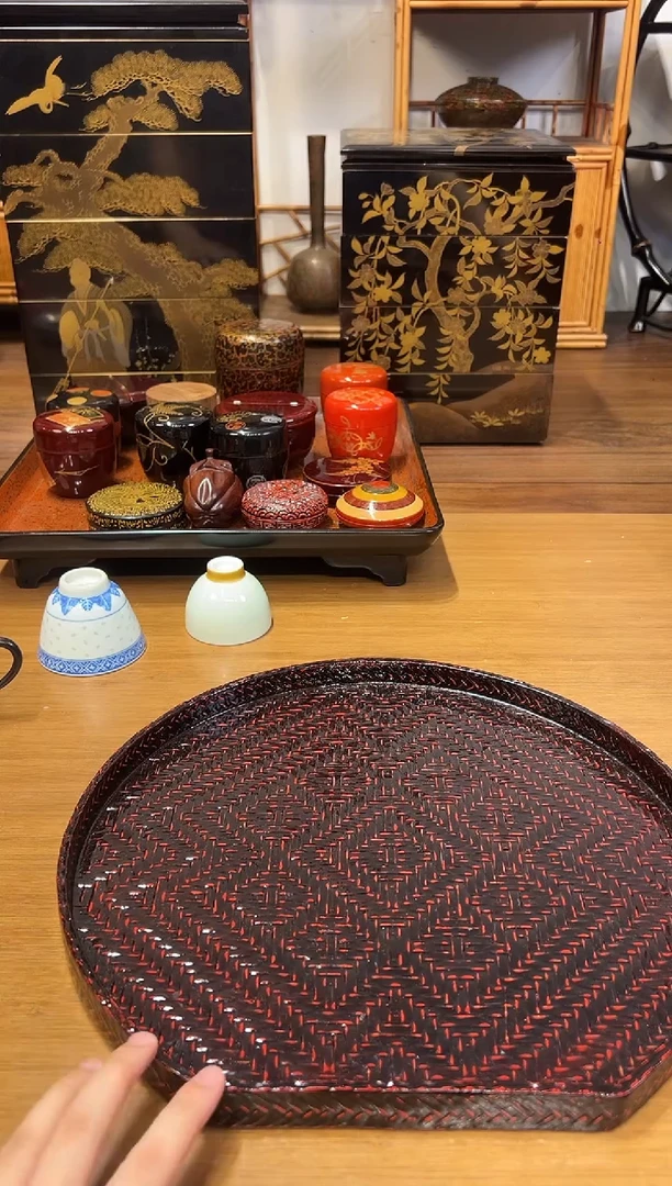九篮 篮胎漆竹编茶盘
