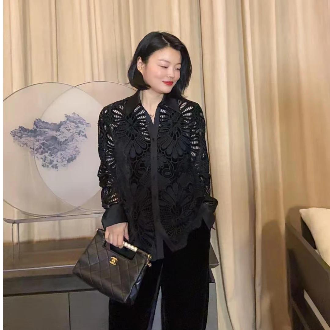 TANTAN 显瘦镂空气质百搭衬衫HR 2515