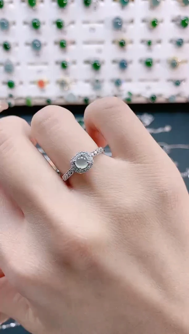 【闪购商品】翡翠戒指银S925镶嵌天然翡翠