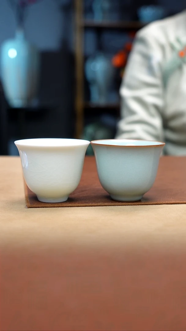 【闪购商品】摆件珑匠天青玉青玉兰杯对杯