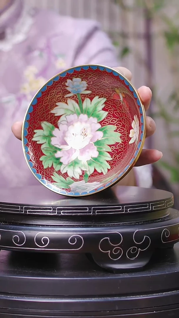 【闪购商品】非遗技艺 景泰蓝花卉碗红色