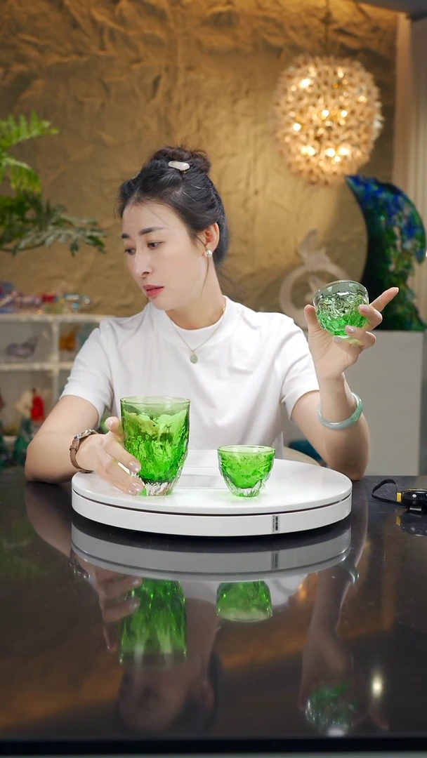 悠**月设计款绿色水杯加茶杯一对