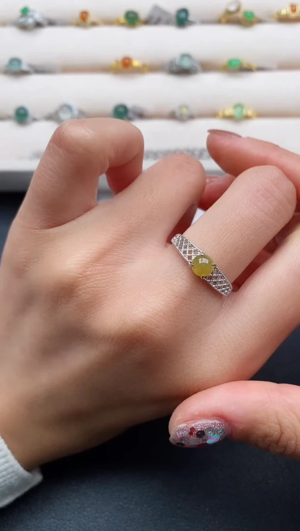 银S925镶嵌戒指翡翠7777777+1