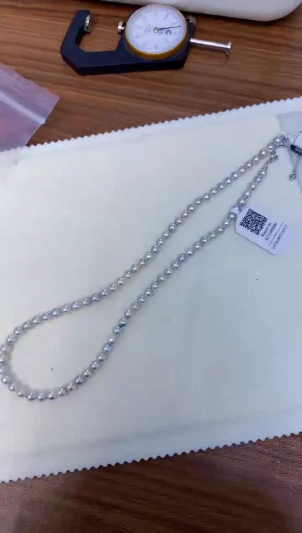 【闪购商品】海水珍珠饰品银S925镶嵌5-6真多麻色满珠链·吉尔德