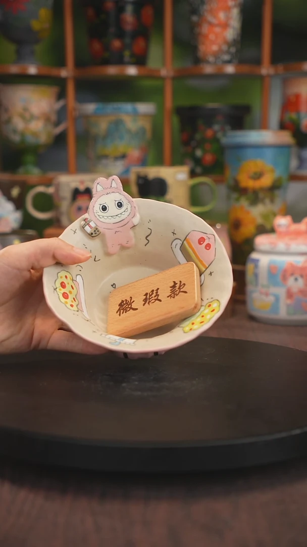 景德镇釉下彩手绘拉布布微瑕