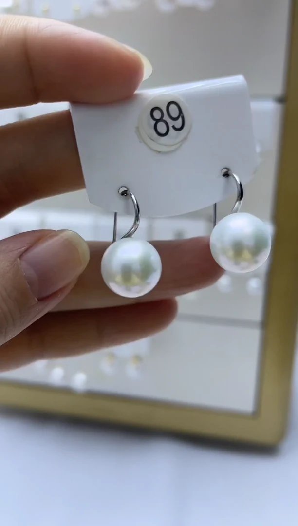银S925镶嵌耳饰淡水珍珠89
