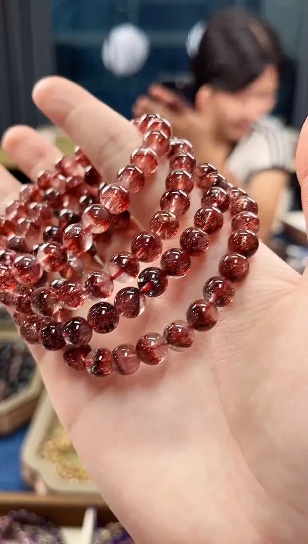 未镶嵌手串水晶金草莓超七单圈手串7mm【多样性发一】