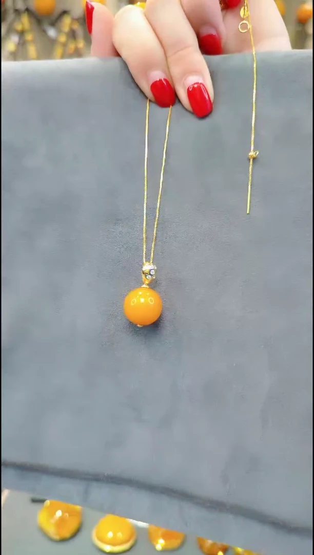 【闪购商品】蜜蜡吊坠(赠链)银S925镀金镶嵌A361蜜蜡吊坠