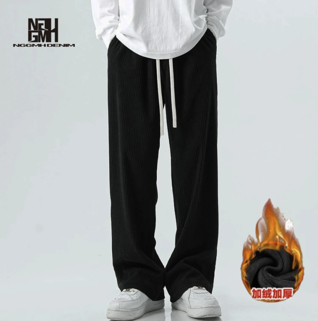 NGGMH原创灯芯绒裤子男秋季款痞帅拖地裤运动卫裤阔腿直筒宽松