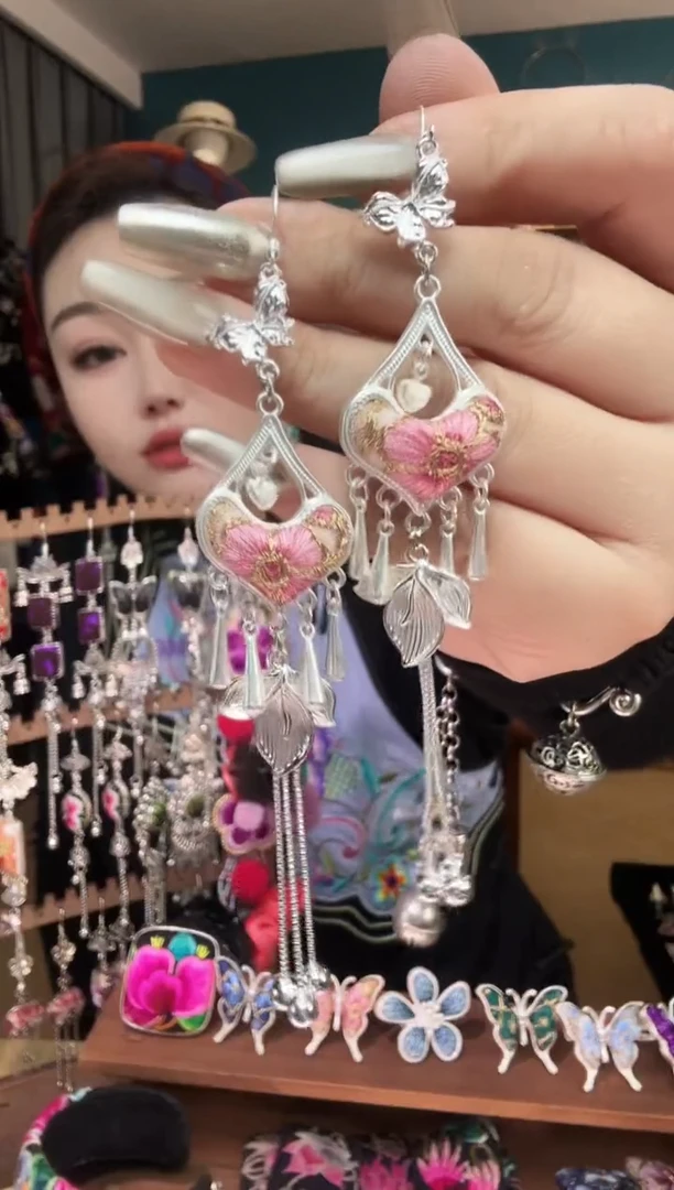 刺绣纯手工民族风刺绣耳环