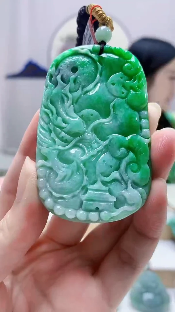 未镶嵌定制翡翠4852zm-毛货挂件龙牌27