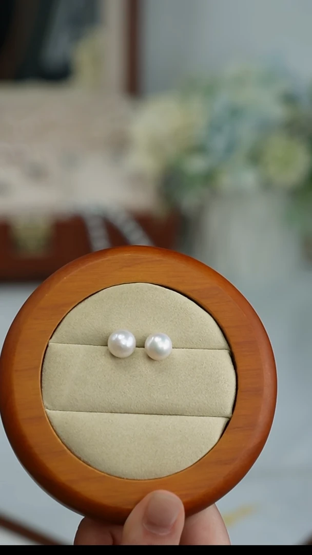 【闪购商品】淡水珍珠耳饰银S925镶嵌耳饰9-10mm