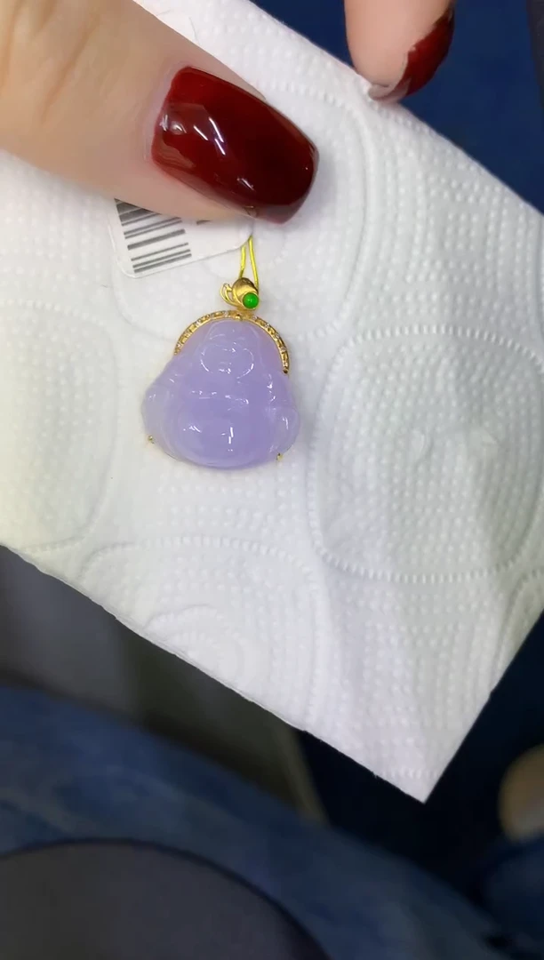 颈饰18K金镶嵌翡翠缅甸天然翡翠A货