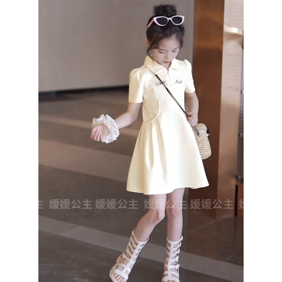 媛媛公主2025夏韩版气质凉感透气短袖连衣裙女童长裙15262Y090