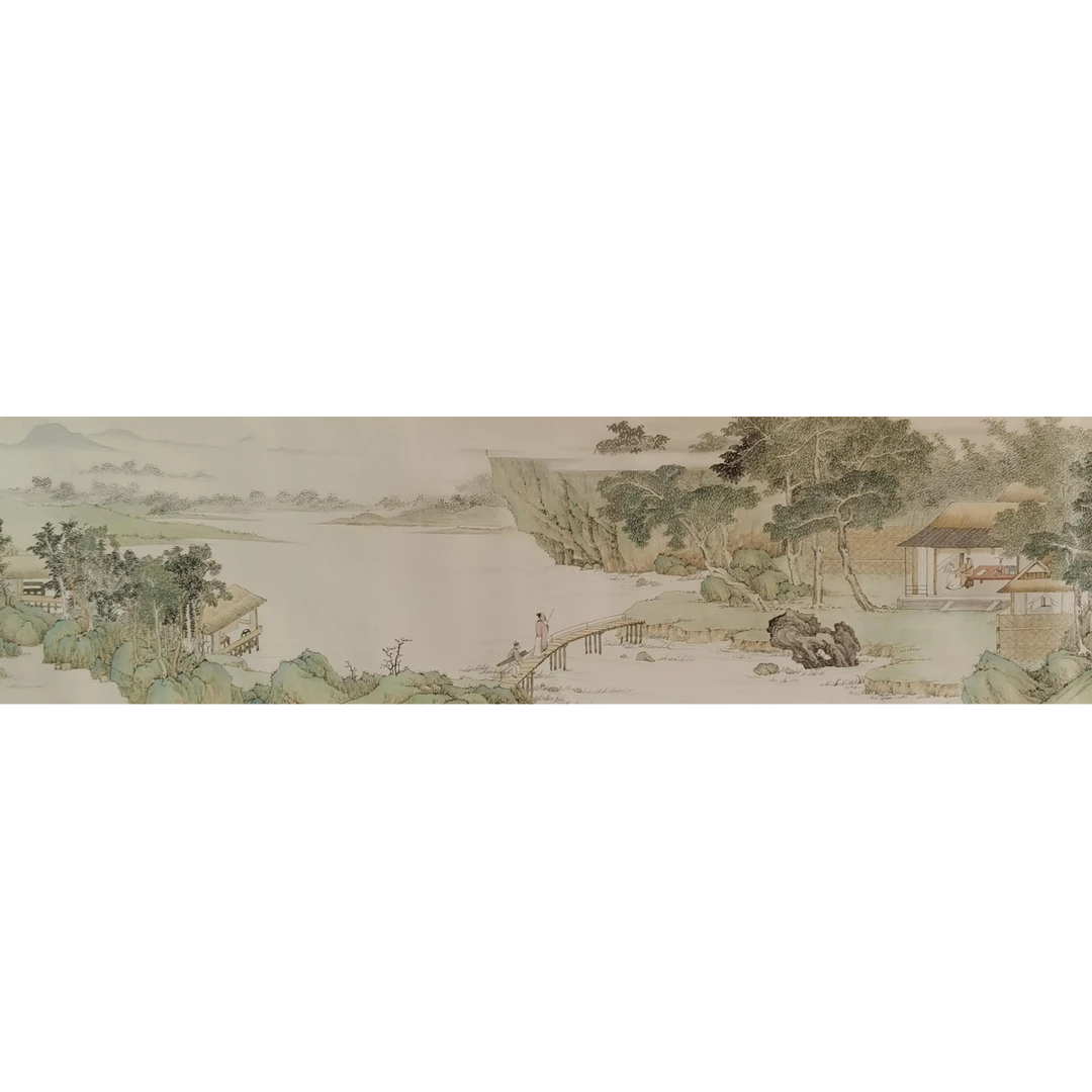【辽拍】V250709-2-383《山水人物》（4.6平尺) 纸本镜片 ws101