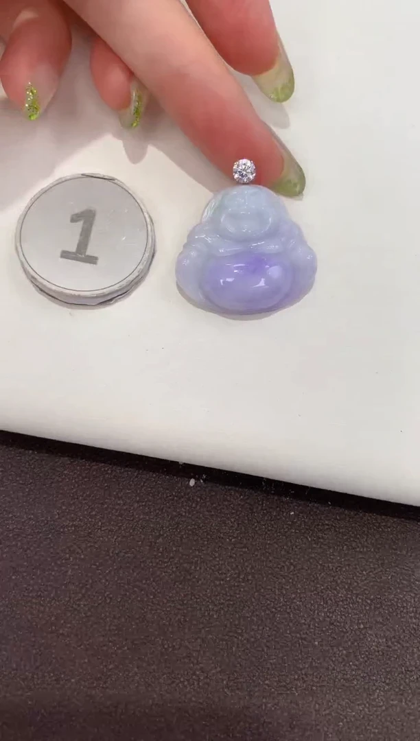 吊坠(赠链)18K金镶嵌翡翠天然缅甸a货翡翠糯种小佛
