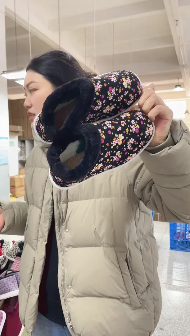 5-7小黑花棉鞋37码